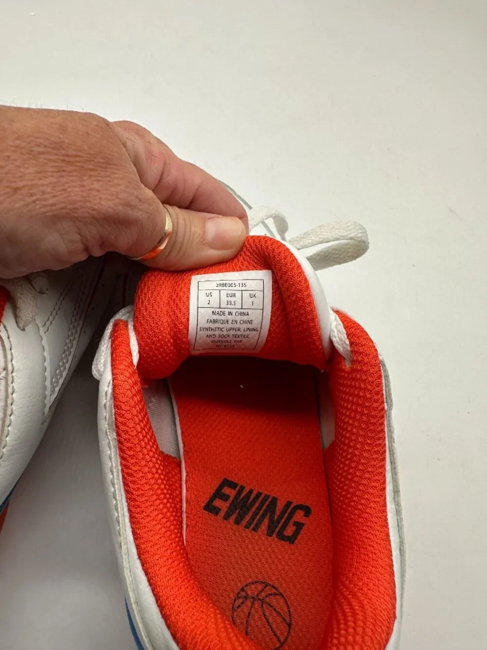 EUC Kids Rebound by Patrick Ewing 33 Sneaker Shoes White/Royal/Orange Size 2